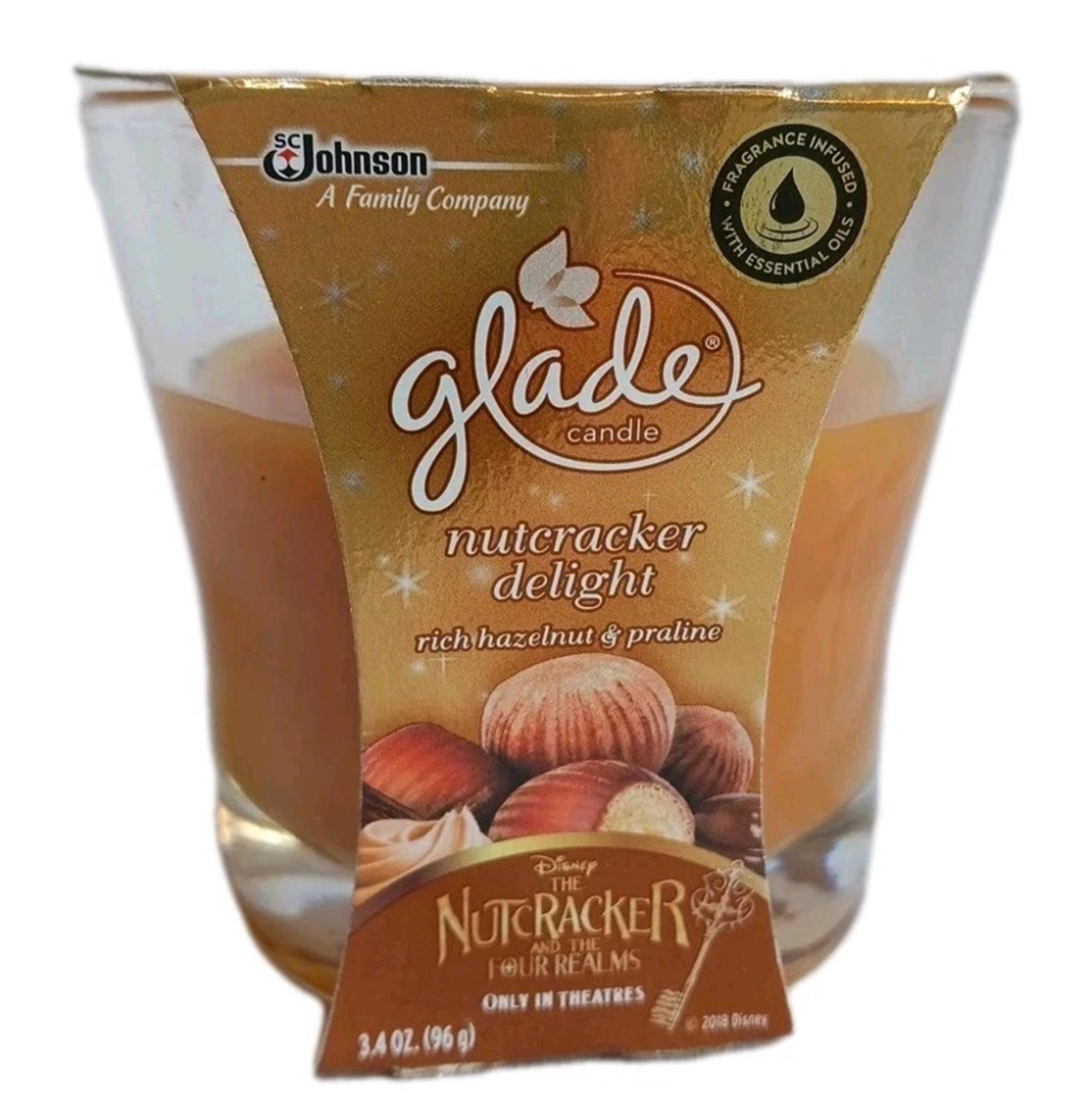 Glade Scented Glass Candle, Nutcracker Delight, 3.4 Oz NOS DISCONTINUED