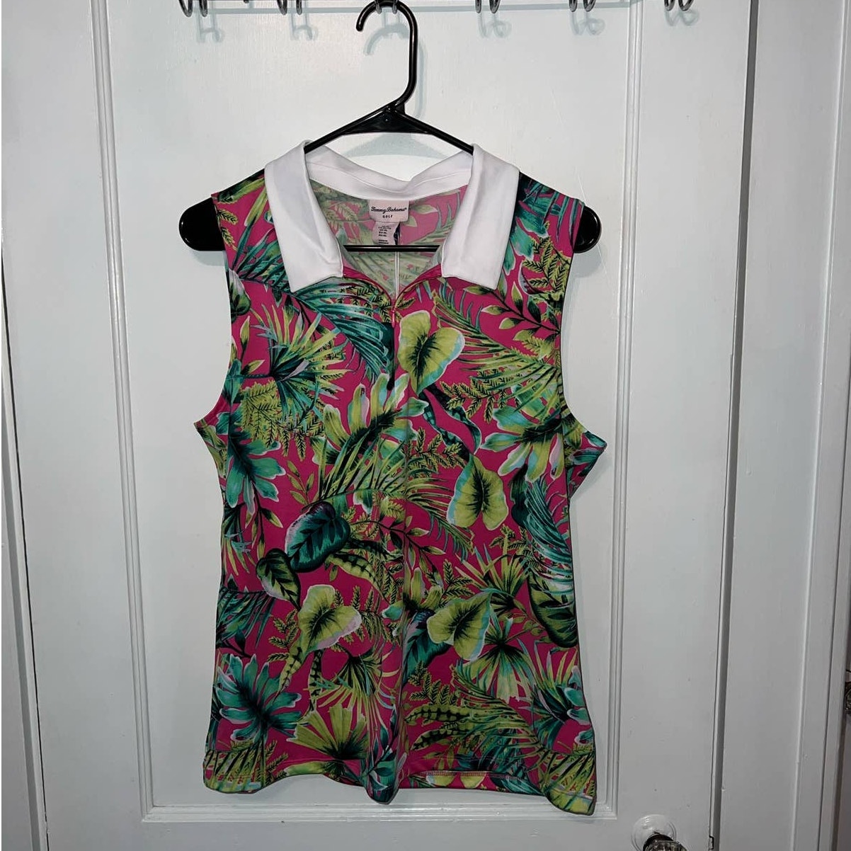New Tommy Bahama Golf Floral Leaf Print Quarter Zip Tank size XL