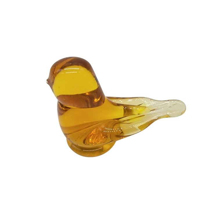 Signed 1998 Titan Art Glass Glowy Golden Canary Cadmium W Ward Paperweight