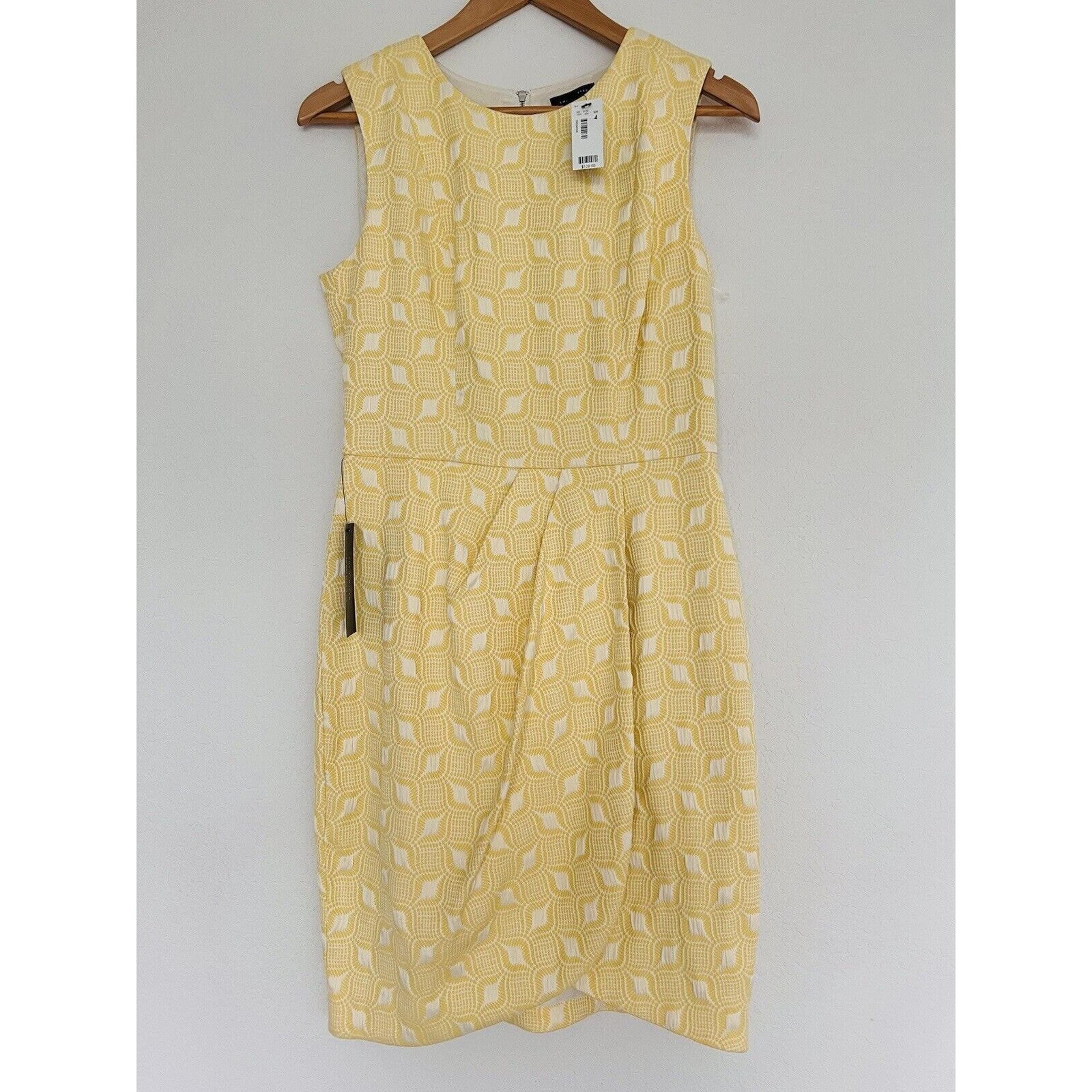 THE LIMITED NWT Sheath Sleeveless Dress Sz 4 Yellow Textured Lined Coquette