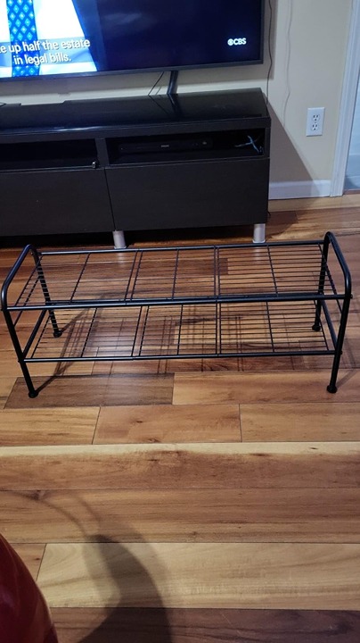 Shoe Rack, 2-Tier Shoe Organizer, Metal Shoe Shelf Storage with 4 Sides