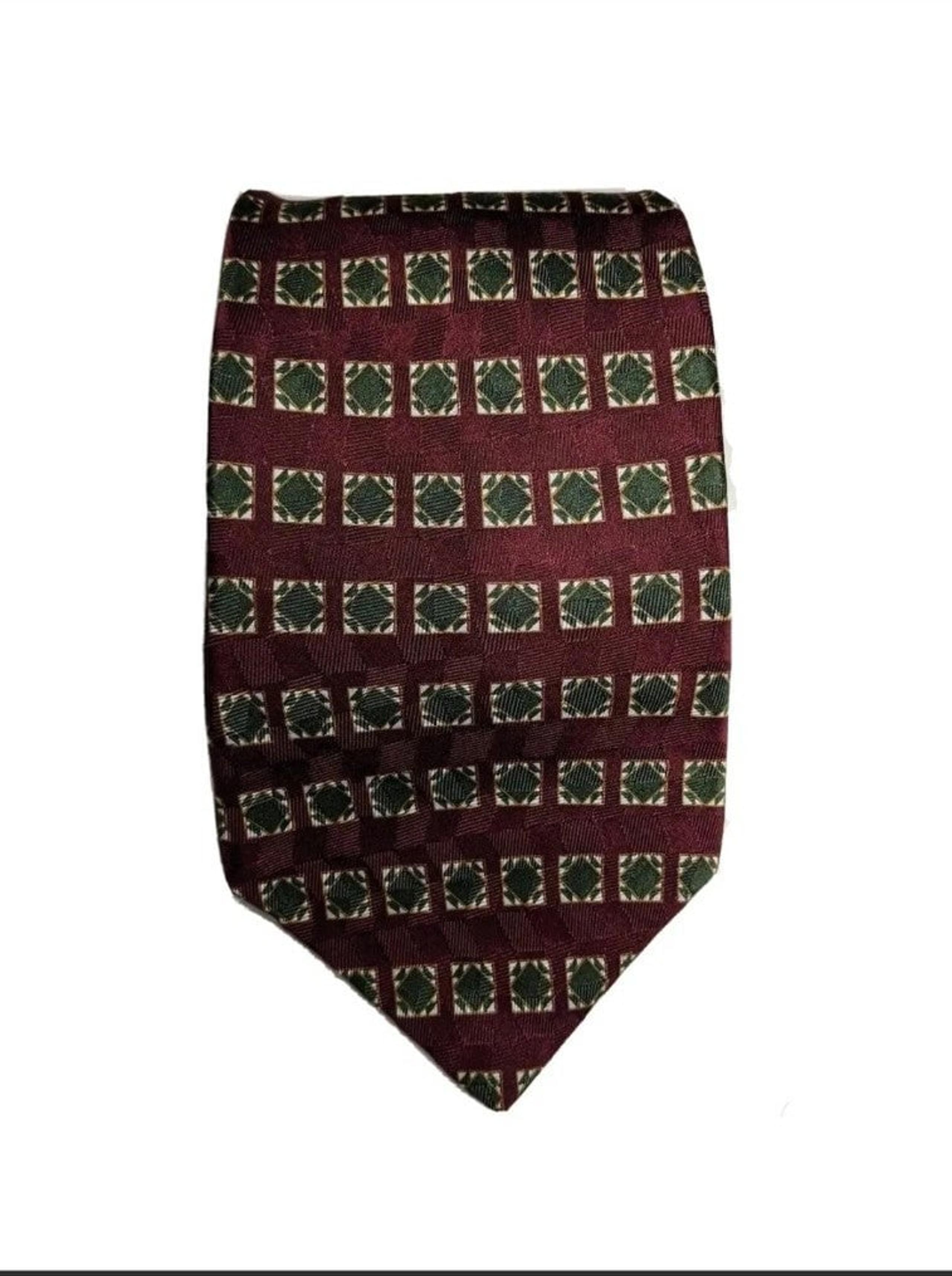 VTG Silk Tie NEO BILL BLASS - Red, Green, Gold