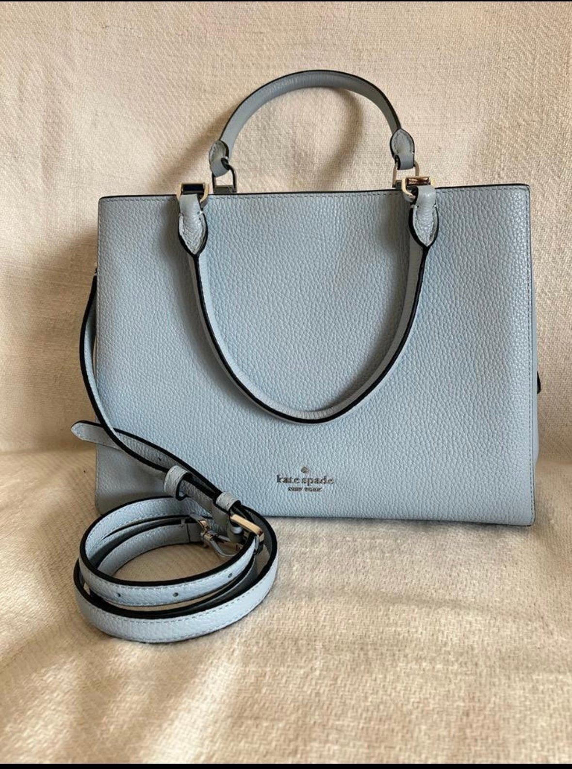 Kate Spade Leila Medium compartment satchel NWT Ocean Fog 403
