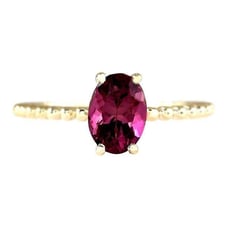 14k Yellow Gold 1.10Ct Natural Oval Pink Tourmaline Bezel Solitaire Ring