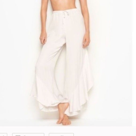 VS Ruffle Ivory Sateen Sleep Pants Medium