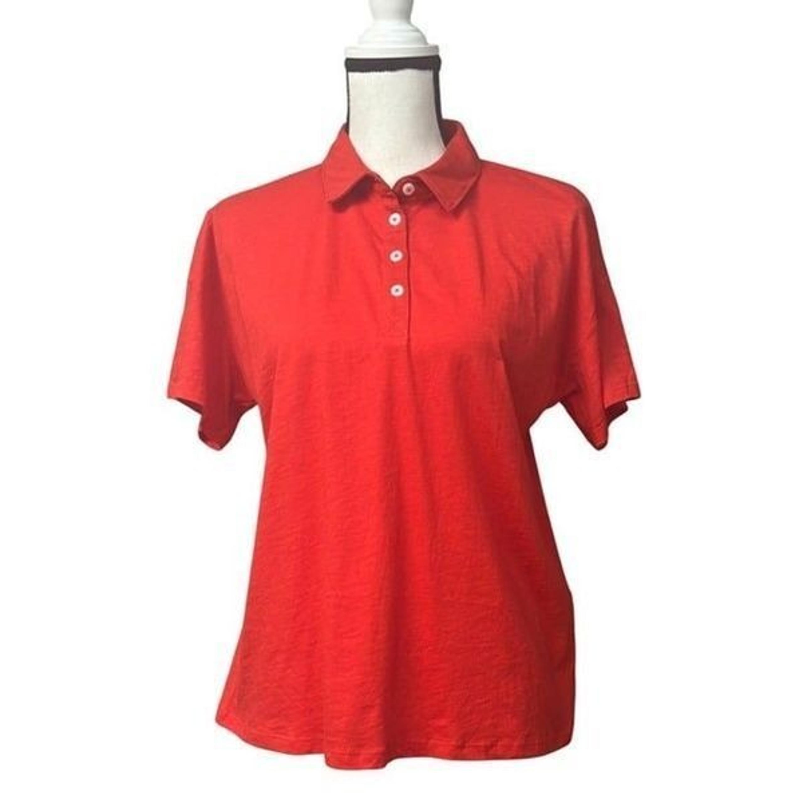 Style & Co Women's Short-Sleeve Polo Shirt, Red, Sz. M