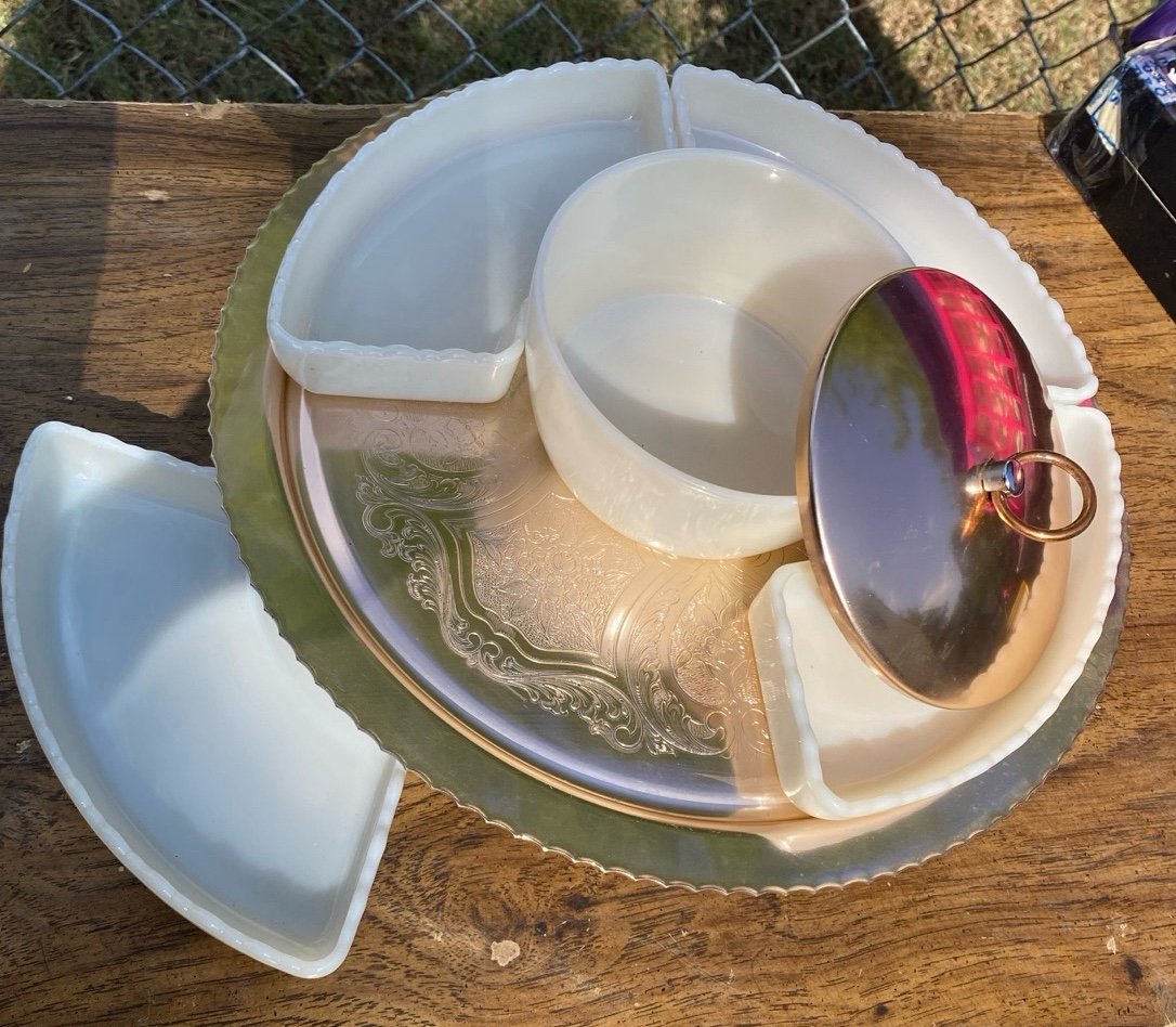 Vintage spinning snack tray