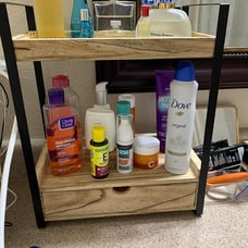 2-Tier Bathroom Organizer Countertop with Drawer, Wood Counter Shelf for Bath
