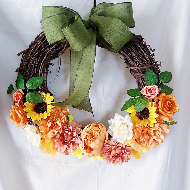 "Pocket Full of Sunshine" Handcrafted Sunshine Colored Sunflower Wreath