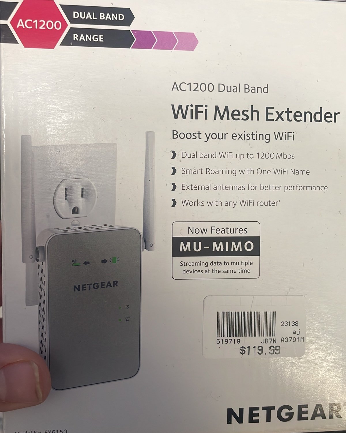 NetGear Nighthawk AC1200 Dual-Band WiFi Mesh Extender in White