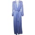 Vintage Diane Von Furstenberg Robe S Long Nylon Lavender Blue Lace Trim Sash USA