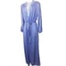 Vintage Diane Von Furstenberg Robe S Long Nylon Lavender Blue Lace Trim Sash USA