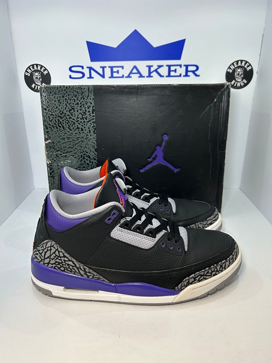 Air Jordan 3 Retro Black Court Purple Phoenix Suns Size 10.5