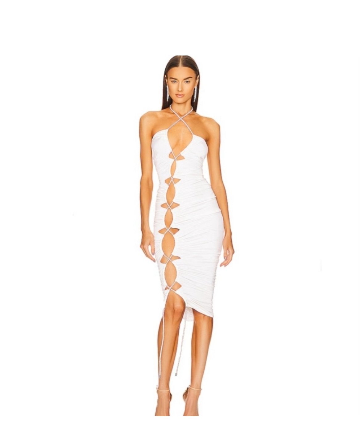 X REVOLVE Cassandra Midi Dress in White Ivory
