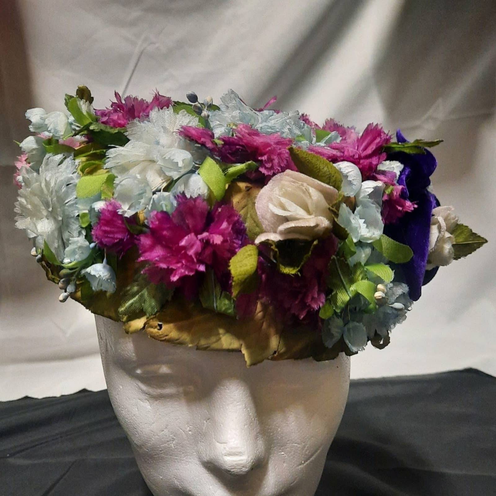 VTG 1950's Floral pillbox hat union made