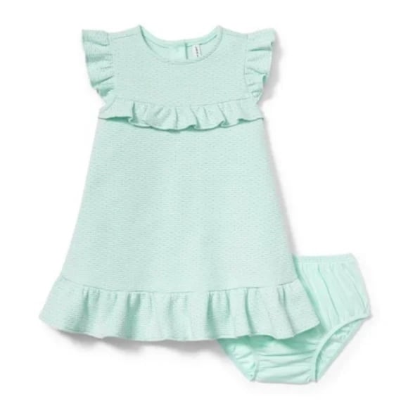 Janie and Jack Fresh Mint Glitter Dot Dress 6-12M