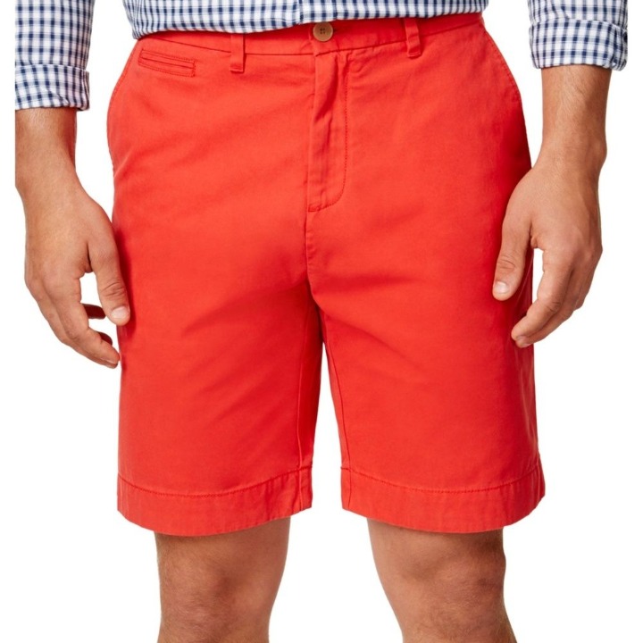 NEW Tommy Hilfiger Mens 38 W Red flat front Shorts Chino Cotton Khaki Casual