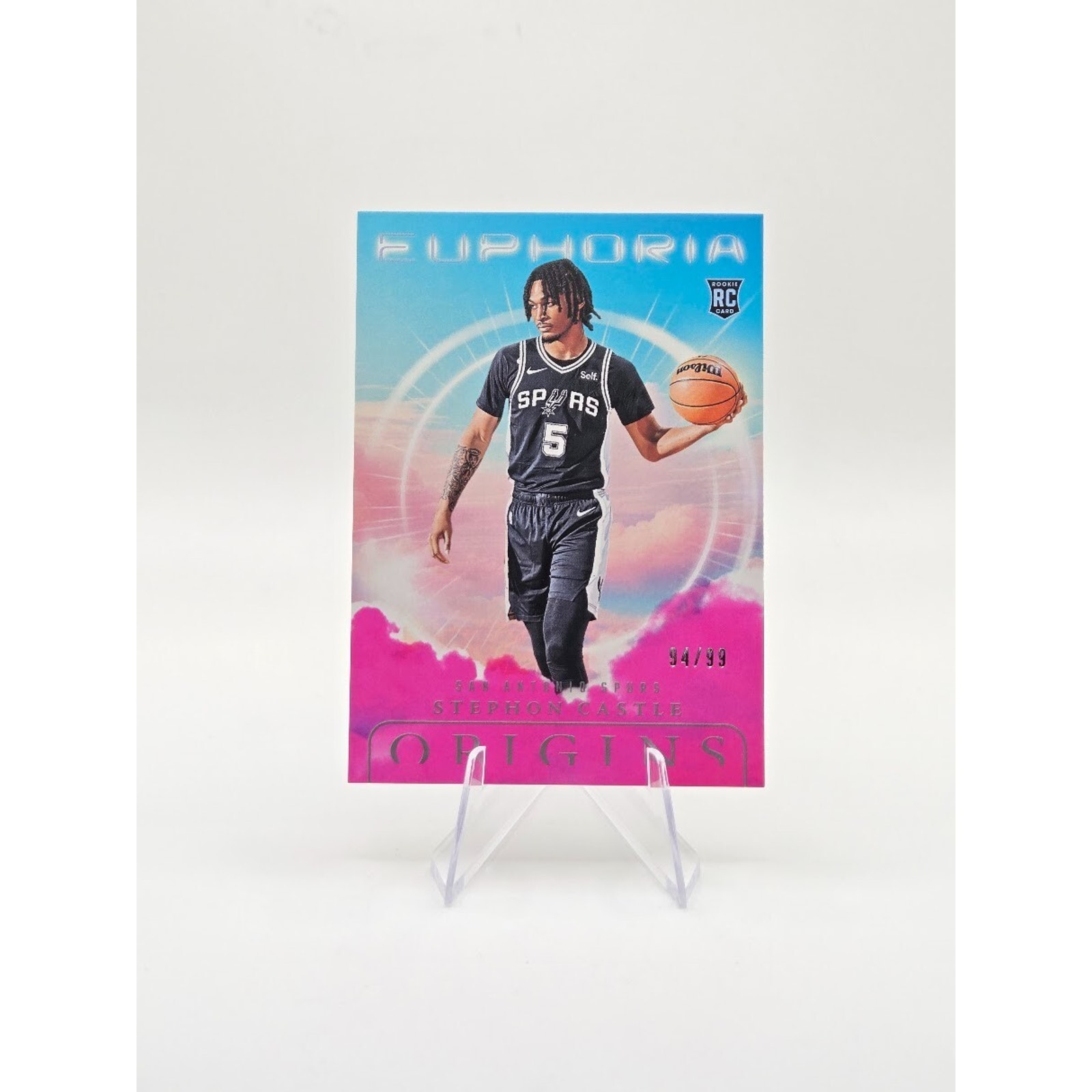 Stephon Castle 2024-25 Panini Origins RC Euphoria Pink SP /99 #12 Spurs