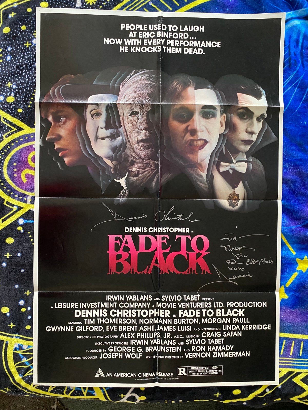 AUTOGRAPH Hand Signed Dennis Christopher Fade to Black Original One Sheet Poster