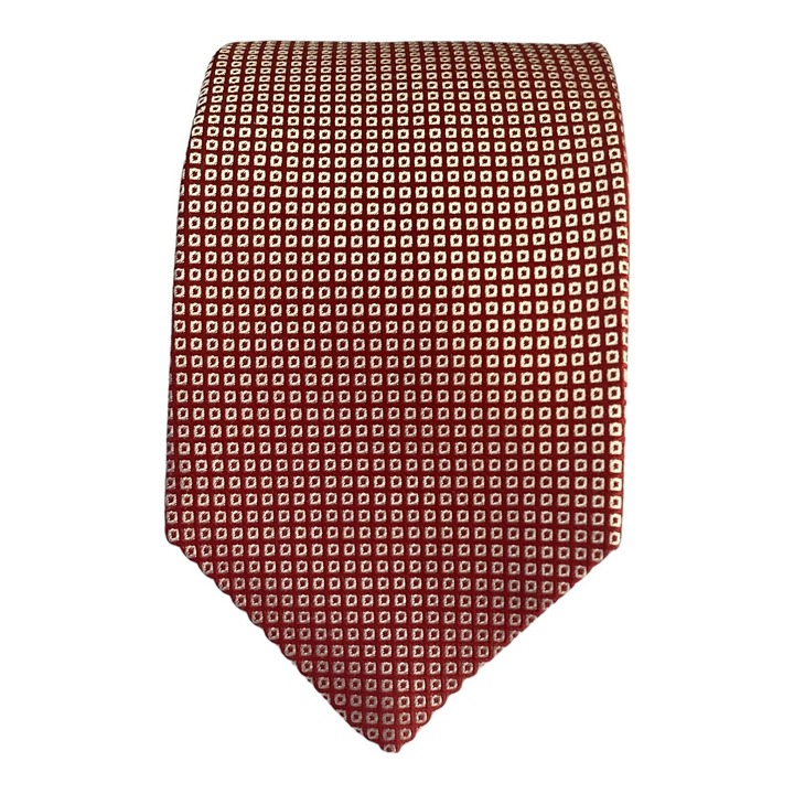 LUIGI BORRELLI NAPOLI 7 Folds Red Geomteric Silk Tie Made In Italy 59 -3,25 NWT