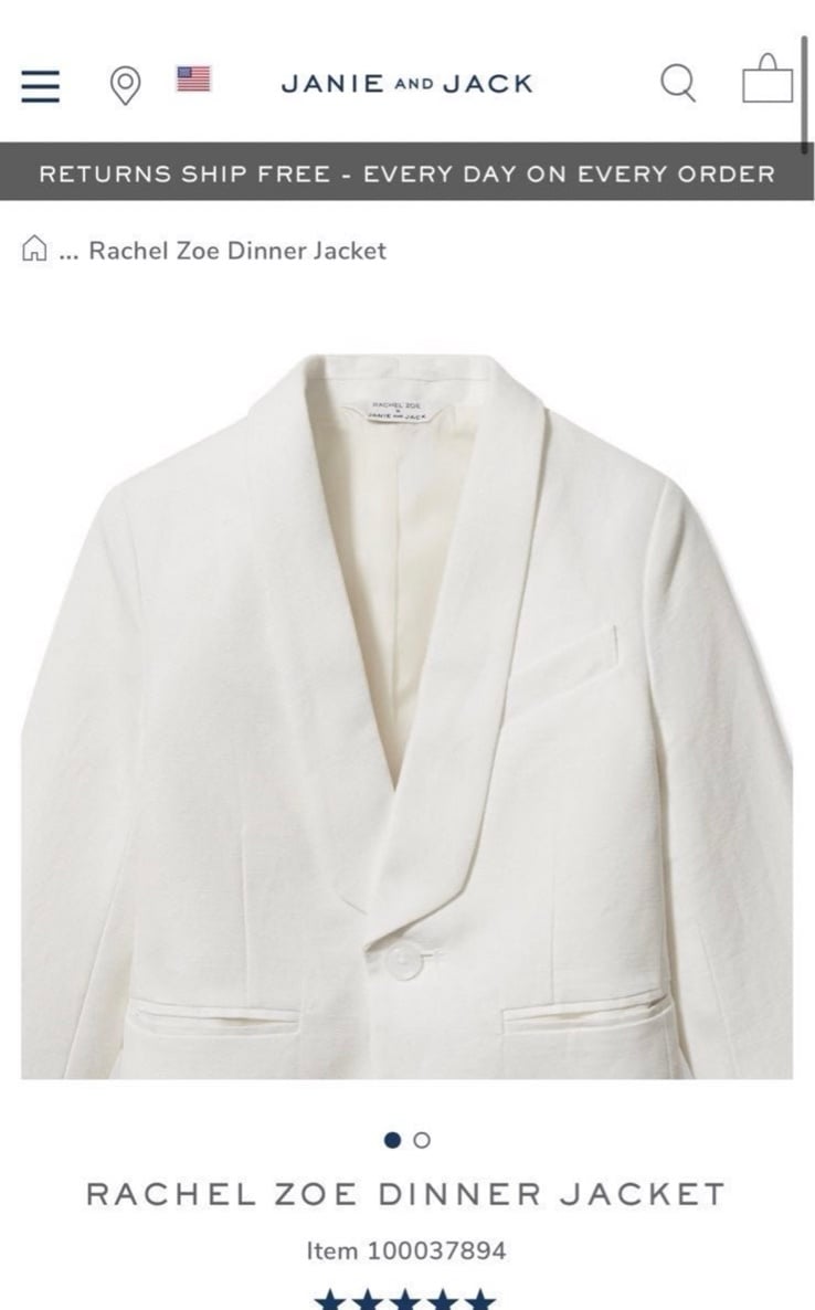 Janie and Jack & Rachel Zoe dinner jacket. White off | ivory. Size 18-24 months
