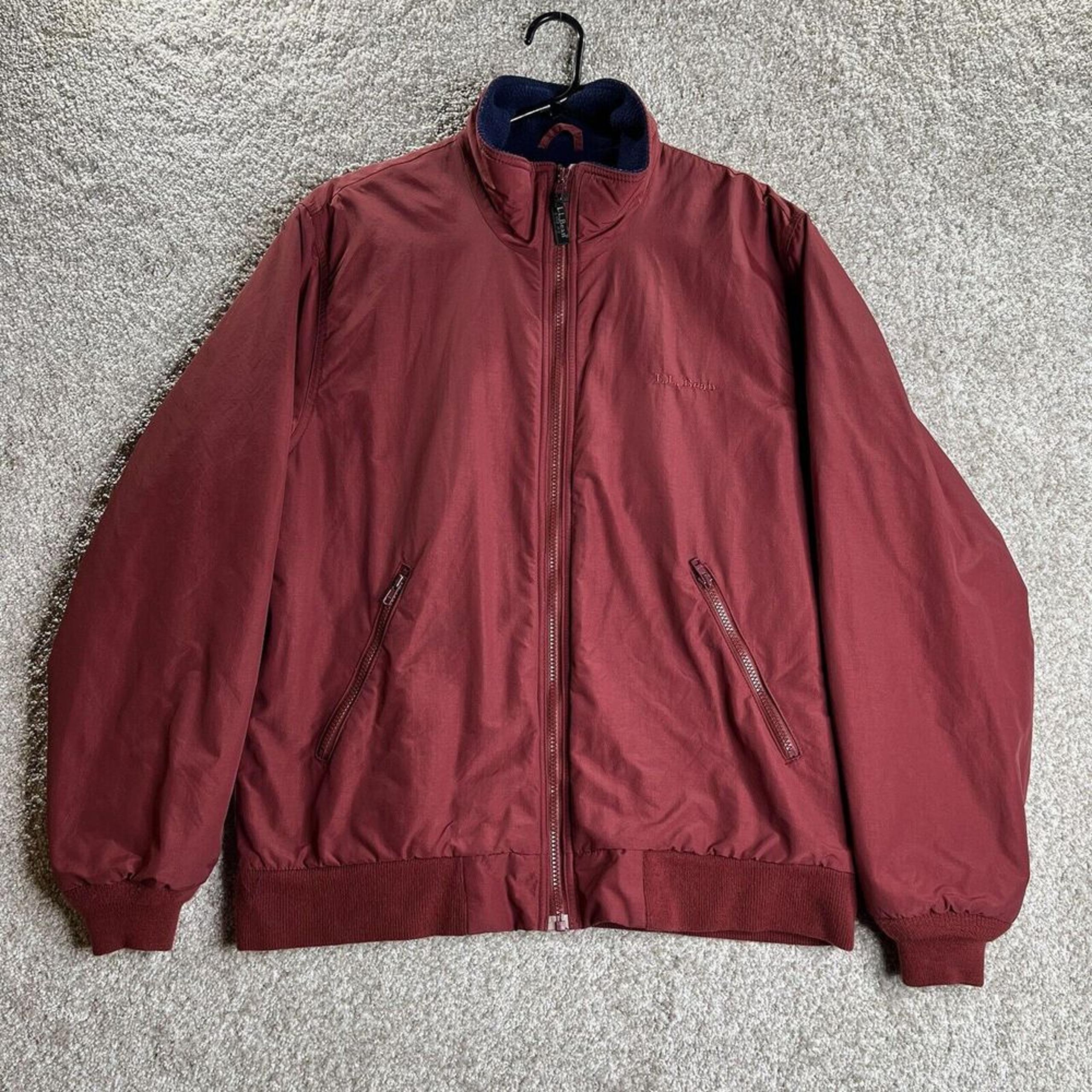 Vintage LL Bean Bomber Jacket Fleece Lined Men's M Full Zip Red