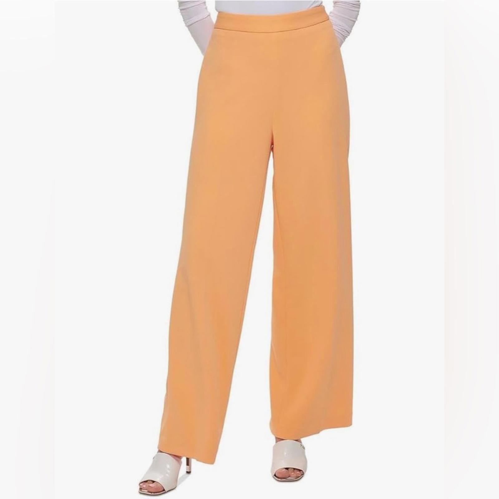 DKNY Side Zip Flat Front Wide Leg Pants in Orange, Size 2 NEW w/Tag 99