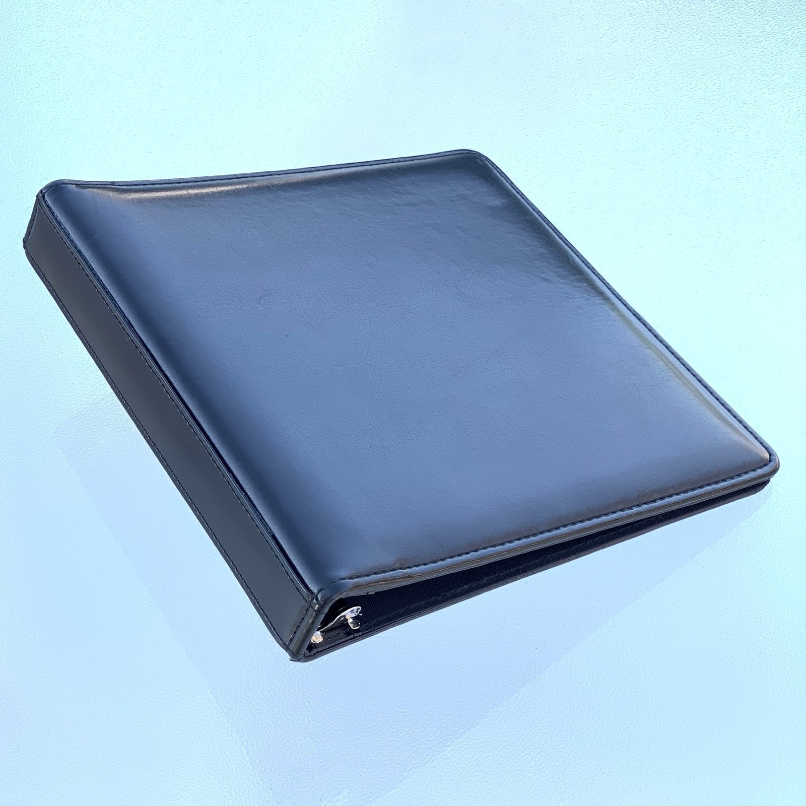 Black Leather 3-Ring Checkbook Binder