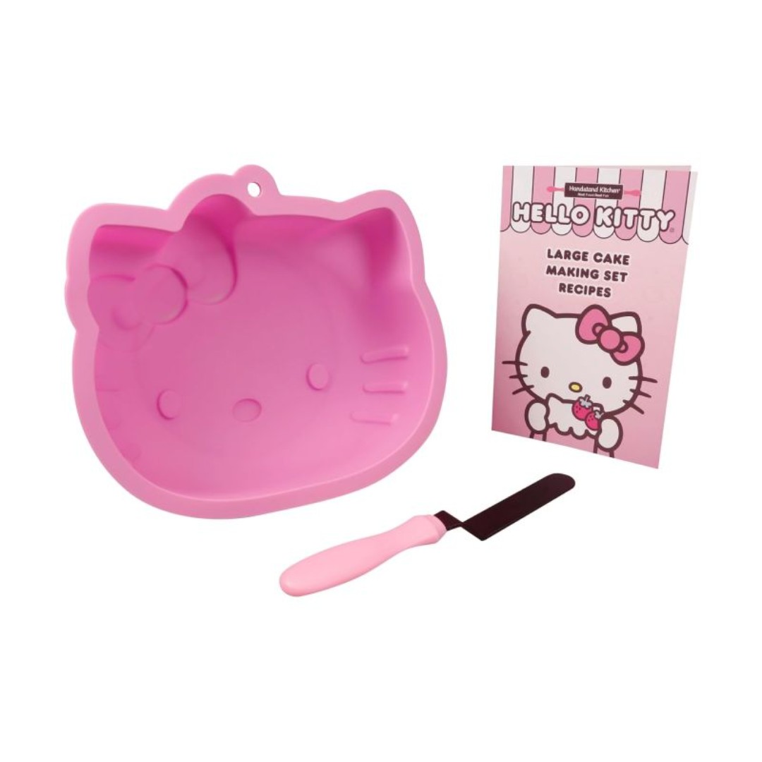 Hello Kitty Large Cake Making Set Silicone Mold Spatula and Recipe Booklet