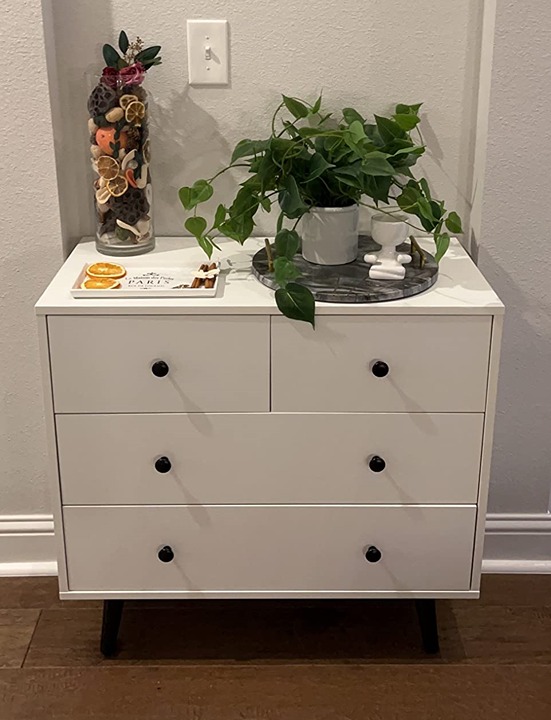 NEW 4 Drawer Dresser, Freestanding Storage Cabinet with Legs & Metal Handles