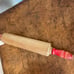 Vtg SOLID MAPLE Wood RED HANDLE Country Kitchen ROLLING PIN 17 Collectible