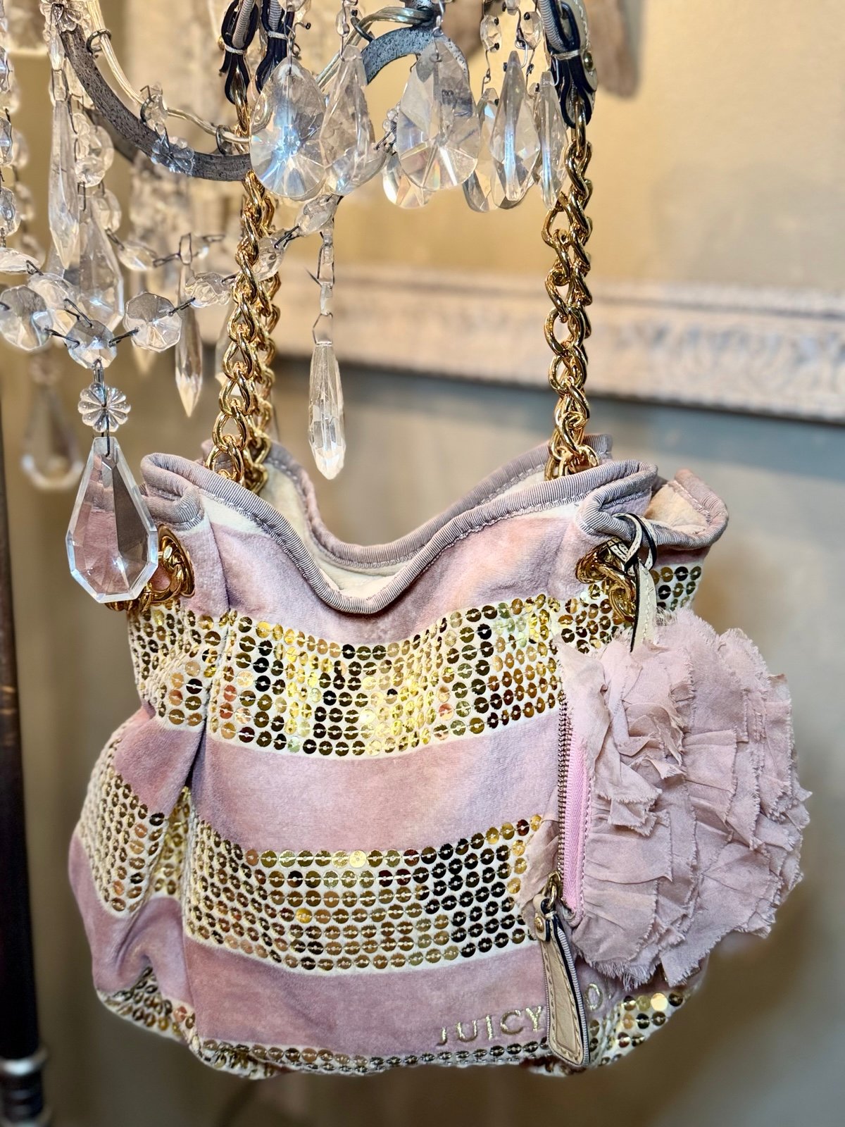 Juicy Couture Pink Sequinn bag with coin purse