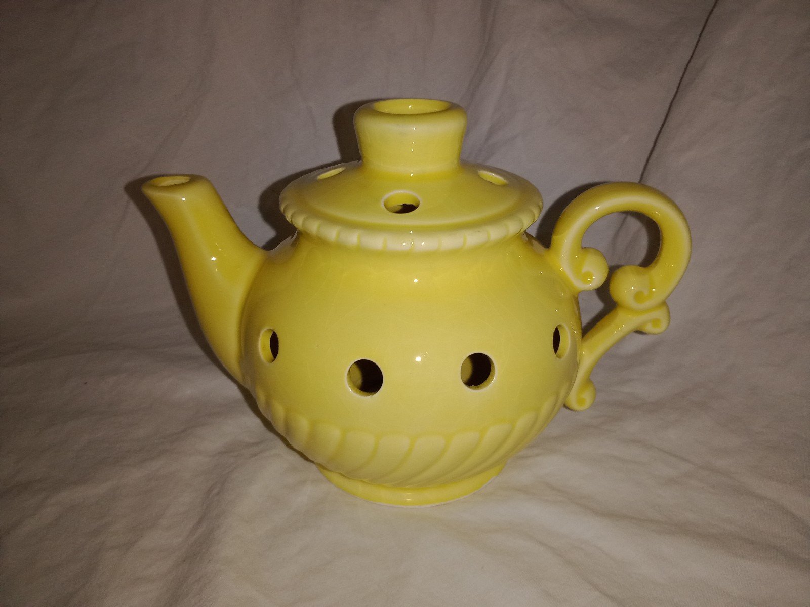 Vintage Flower Frog Ceramic Teapot