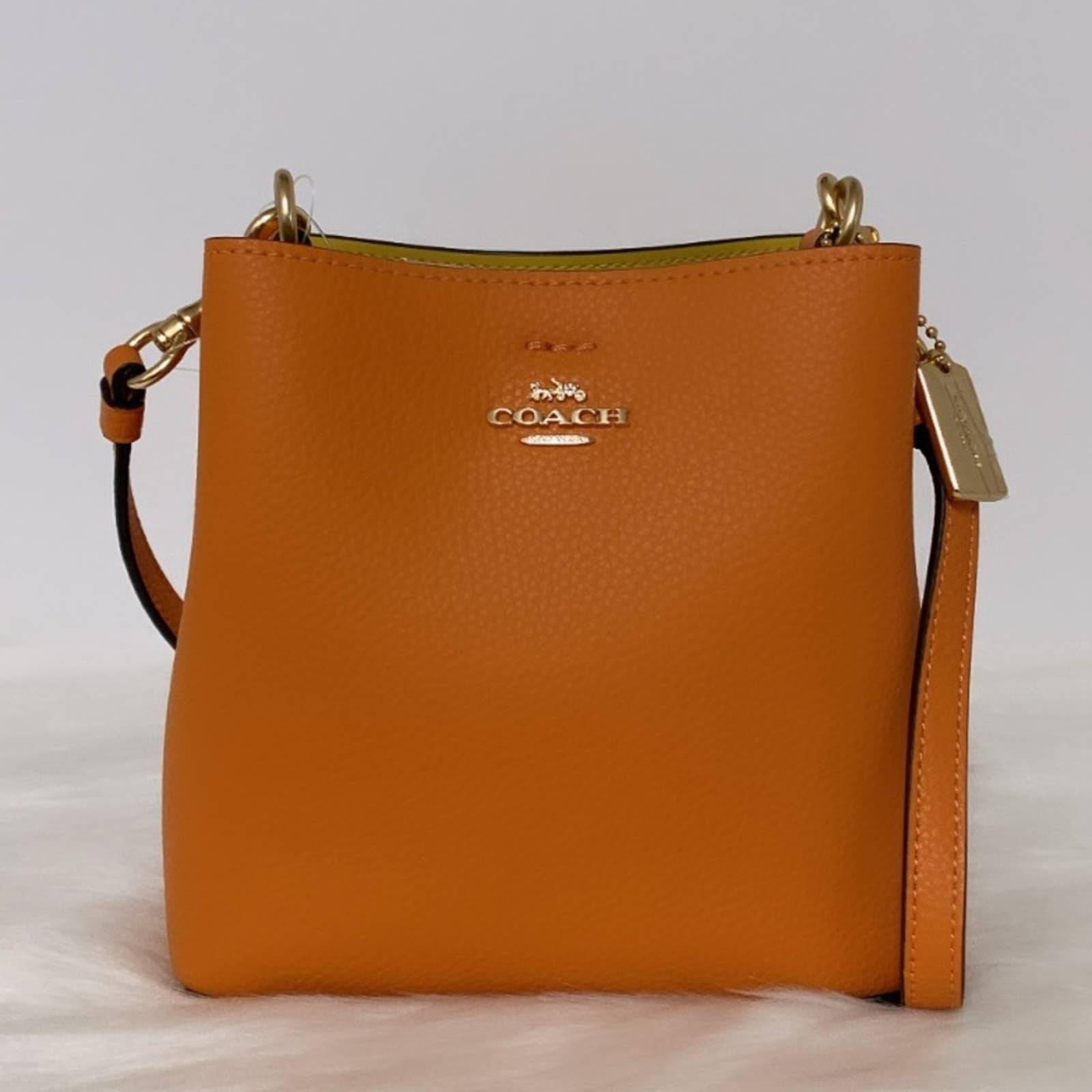 New Coach MINI Town Bucket Bag Candied Orange/Leather