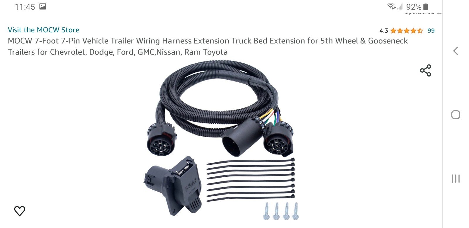 7 pin trailer wiring harness kit universal