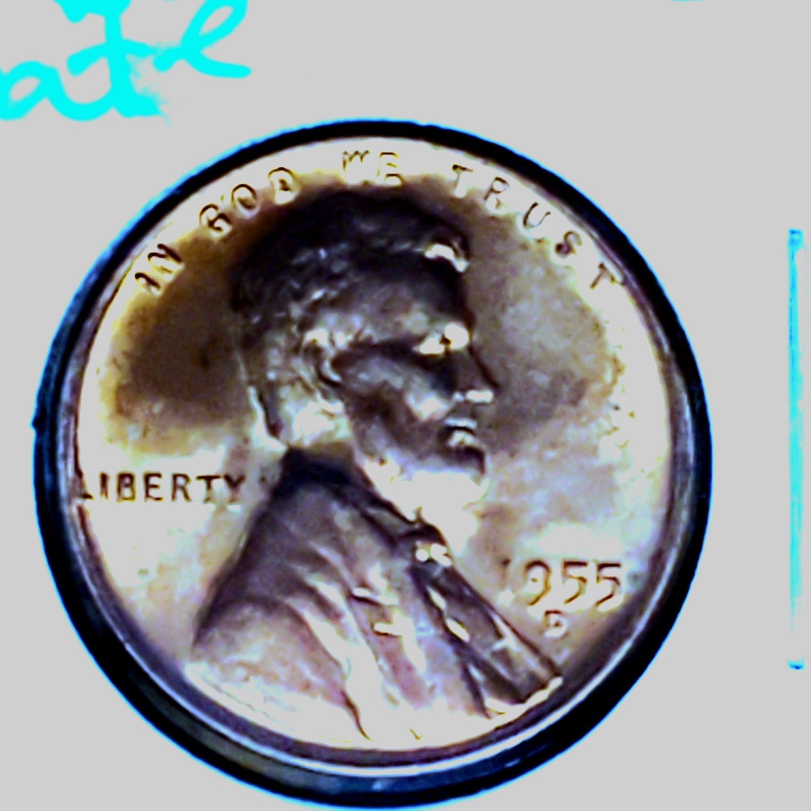 BU 1955 D Penny DD. Multiple errors