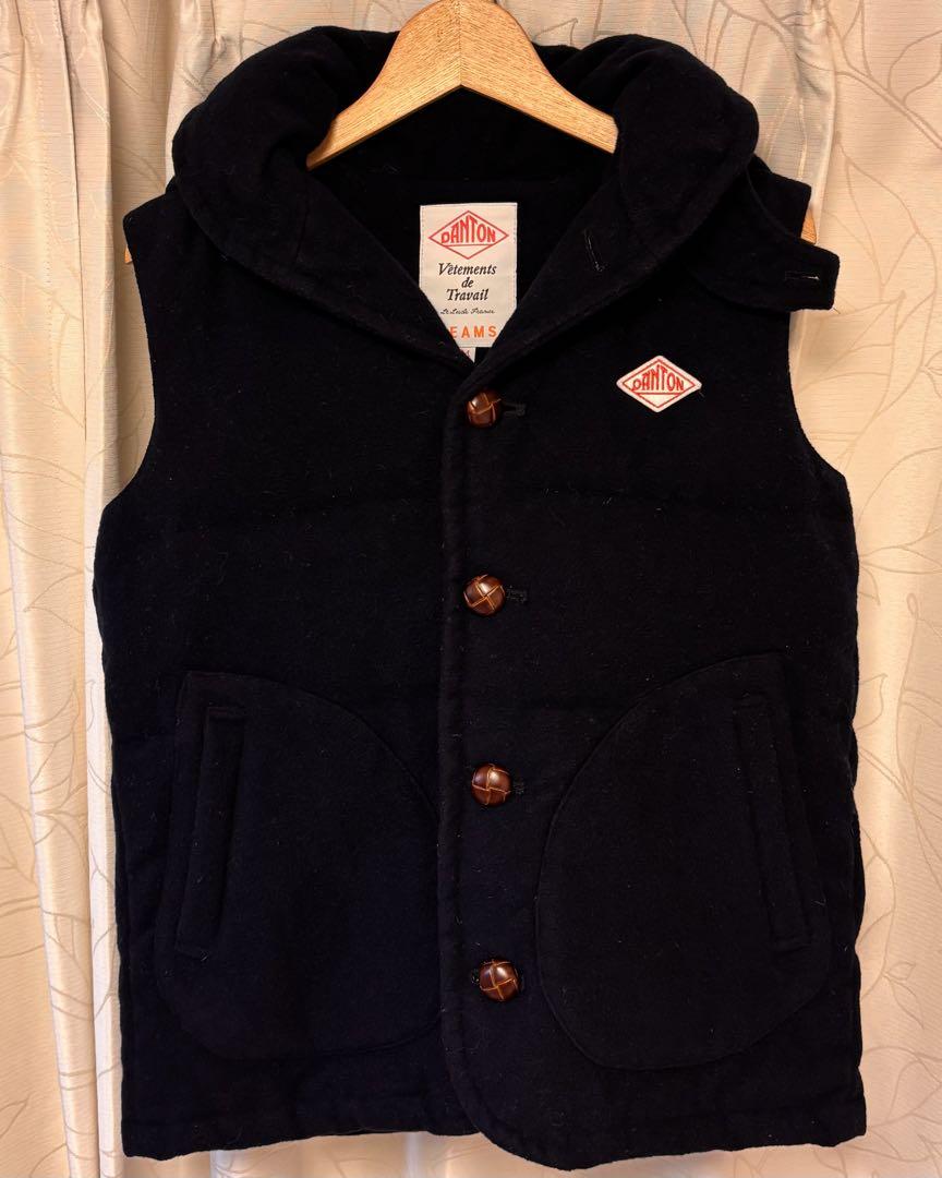 DANTON Hooded Down Vest, Size 34, Navy