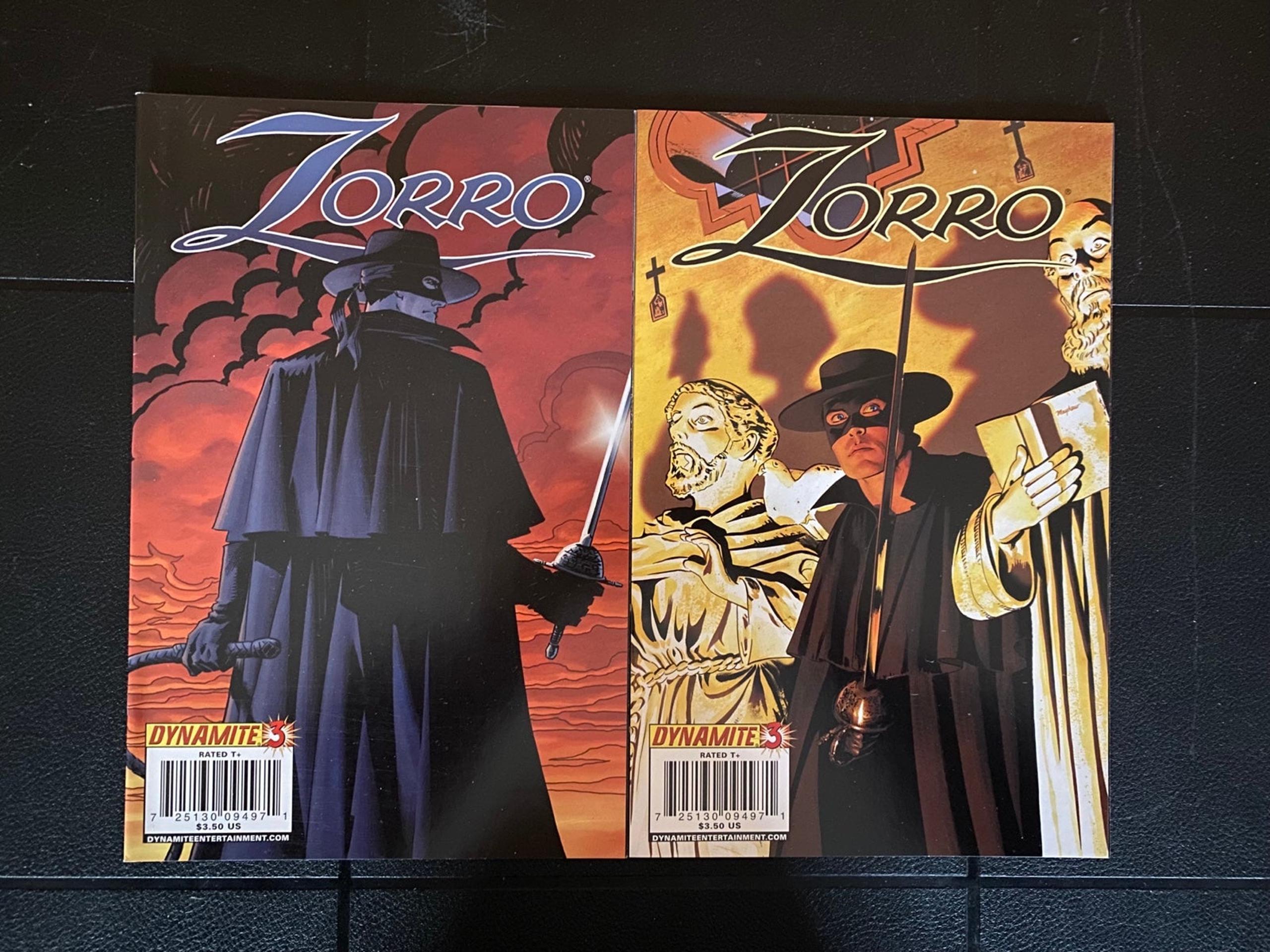Zorro #3 Covers A & B Dynamite Entertainment Comics 2008 NM 2 Book Lot