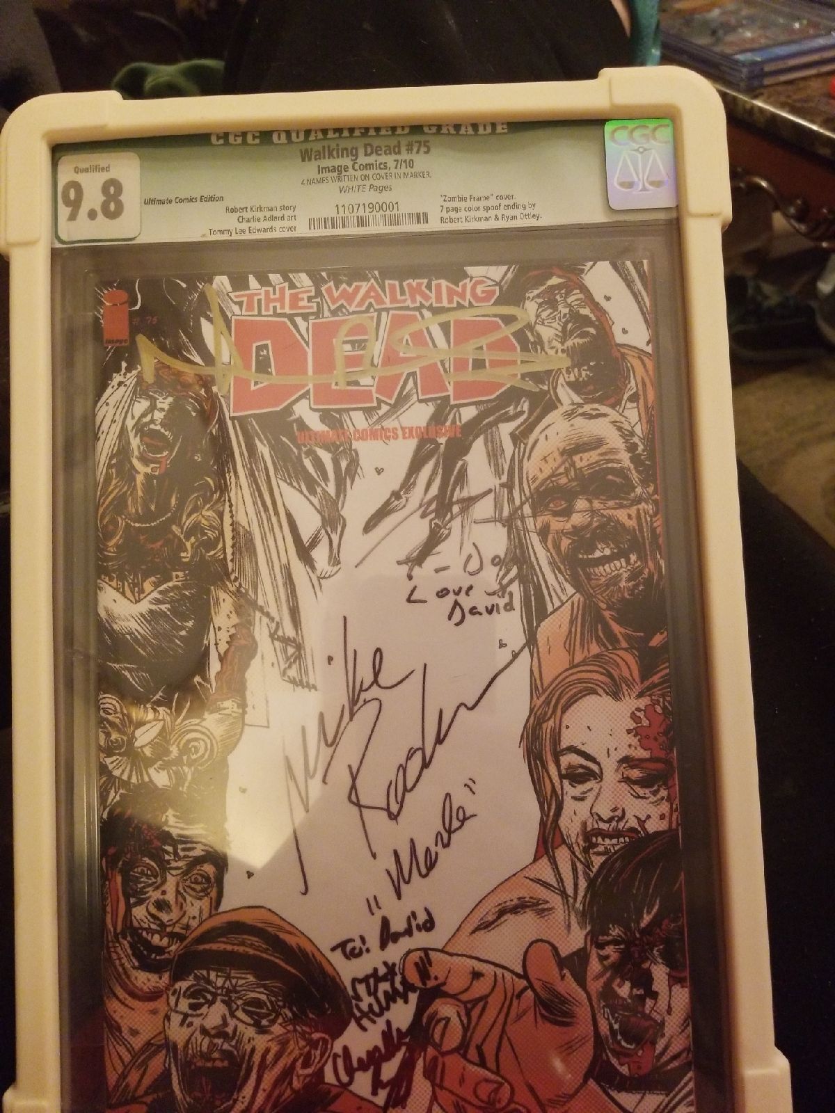 CGC 9.8 walking dead #75 autographed to david
