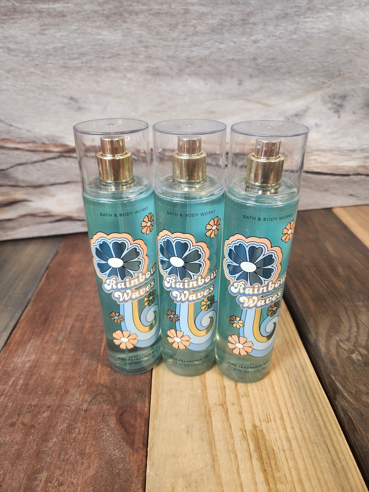 3PK Bath & Body Works Rainbow Waves Fragrance Body Mist Spray 8oz NEW