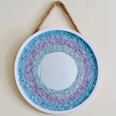 13 Crushed Sea Glass Rope Hanging Wall Mirror