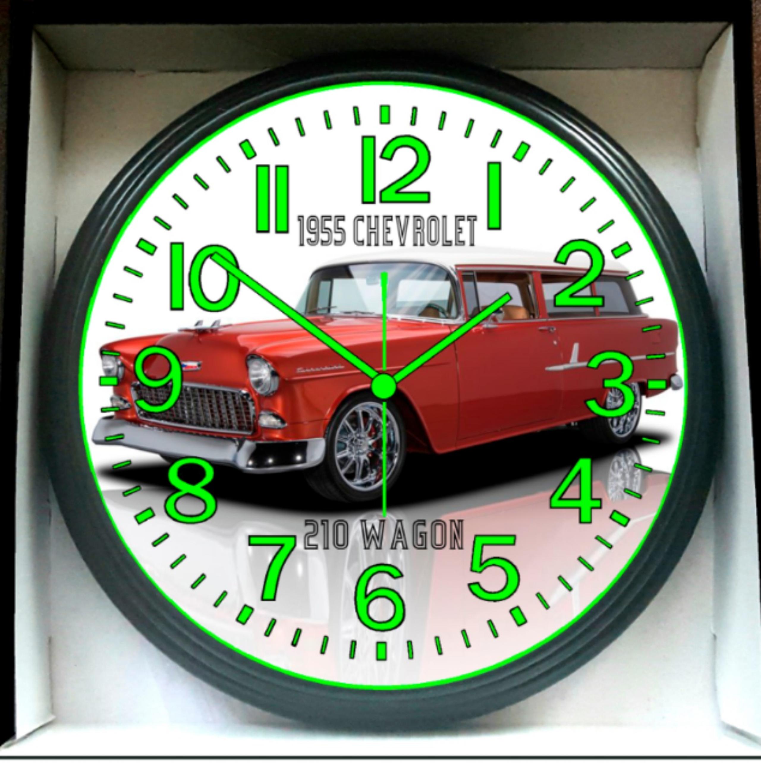 1955 Chevrolet Wagon Glow In The Dark Wall Clock New!