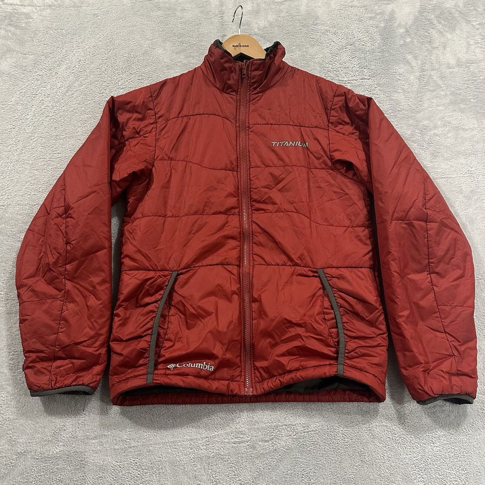 Columbia Interchange Full Zip Windbreaker Puffer Jacket Men Small Red