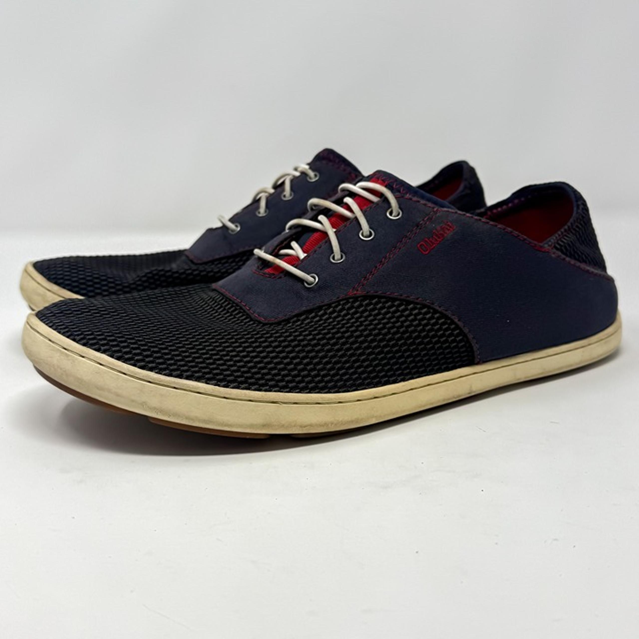 Olukai Nohea Moku Knit Sneakers Men's Size 9 Blue/Red Slip On No Tie Boat Shoes