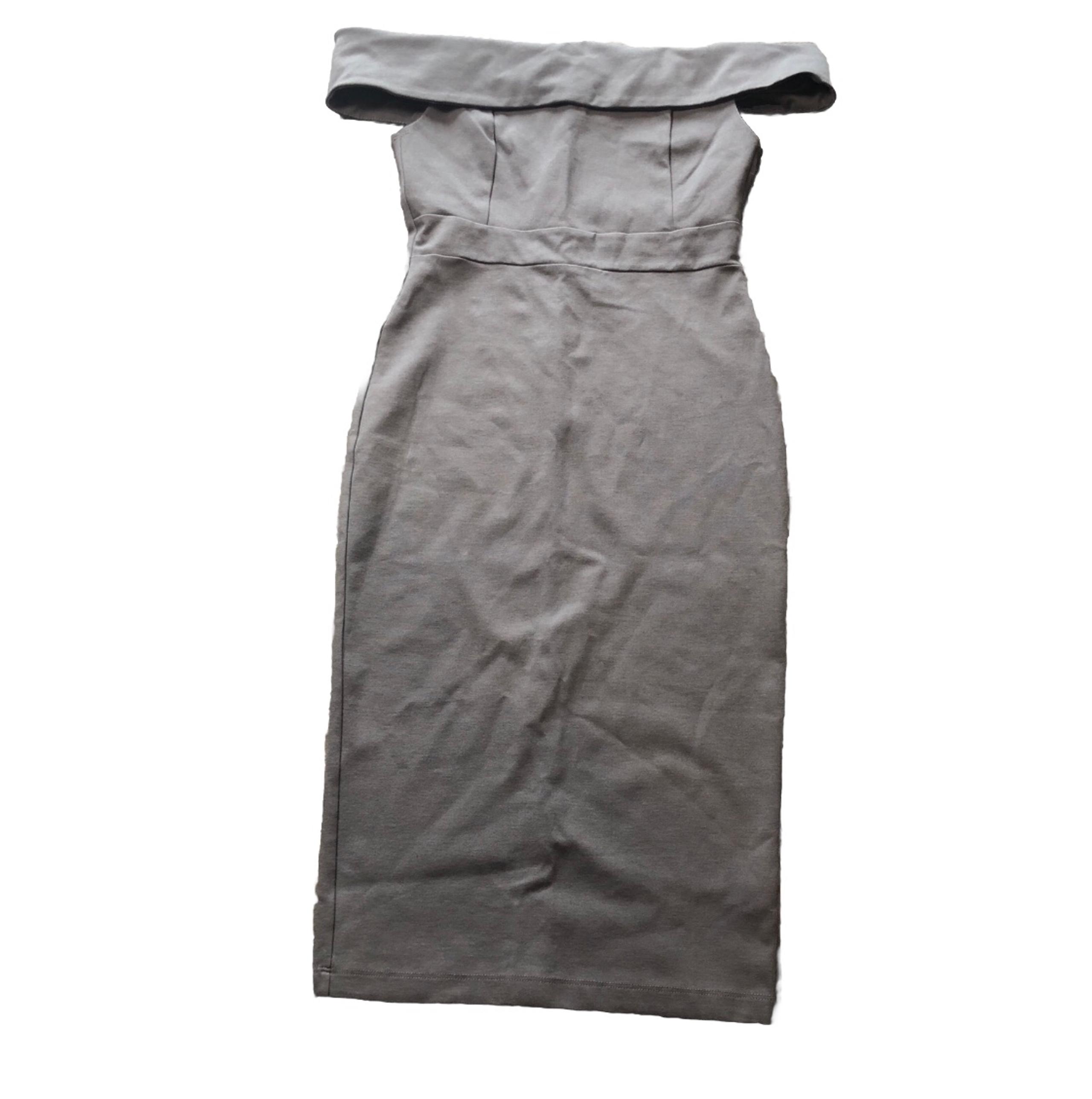 Windsor Elegant Off Shoulder Grey Midi Dress Size Medium NWT