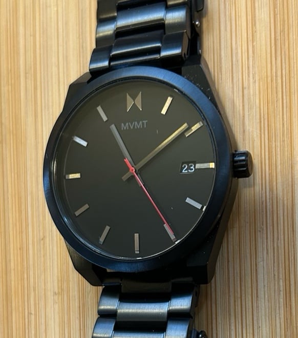 MVMT Watch With 43mm Black Face & Black Bracelet