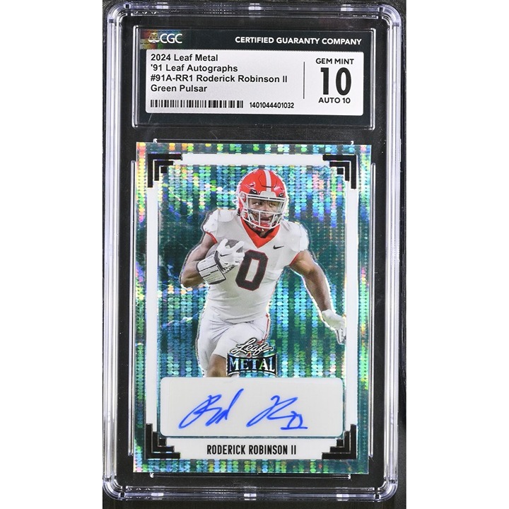 2024 Leaf Metal Autograph Roderick Robinson II UGA Dogs #91A-RR1 - GRADED CGC 10