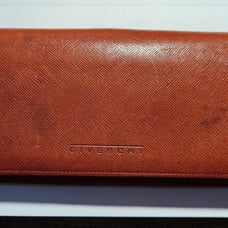 Givenchy Leather Red Long Metal Corner Flap Kiss Lock Wallet