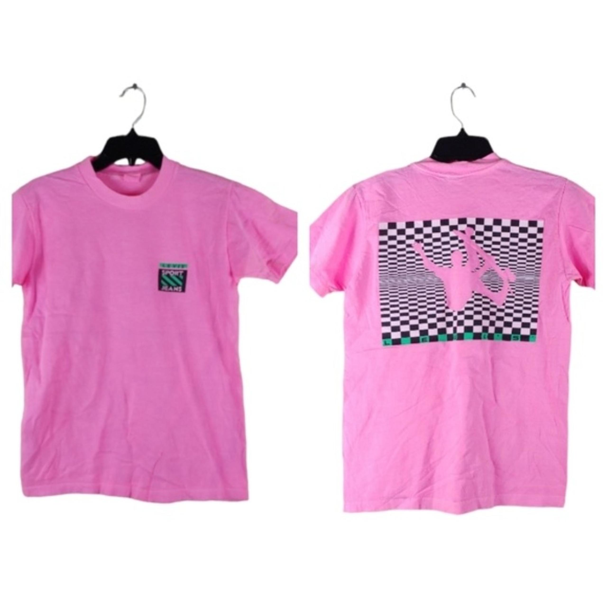 Vintage Levis sport jeans pink tee shirt Single Stitch skateboard size Medium