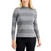 Karen Scott Womens Size Large Claire Cotton Striped Ribbed Mock-Neck Sweater 289